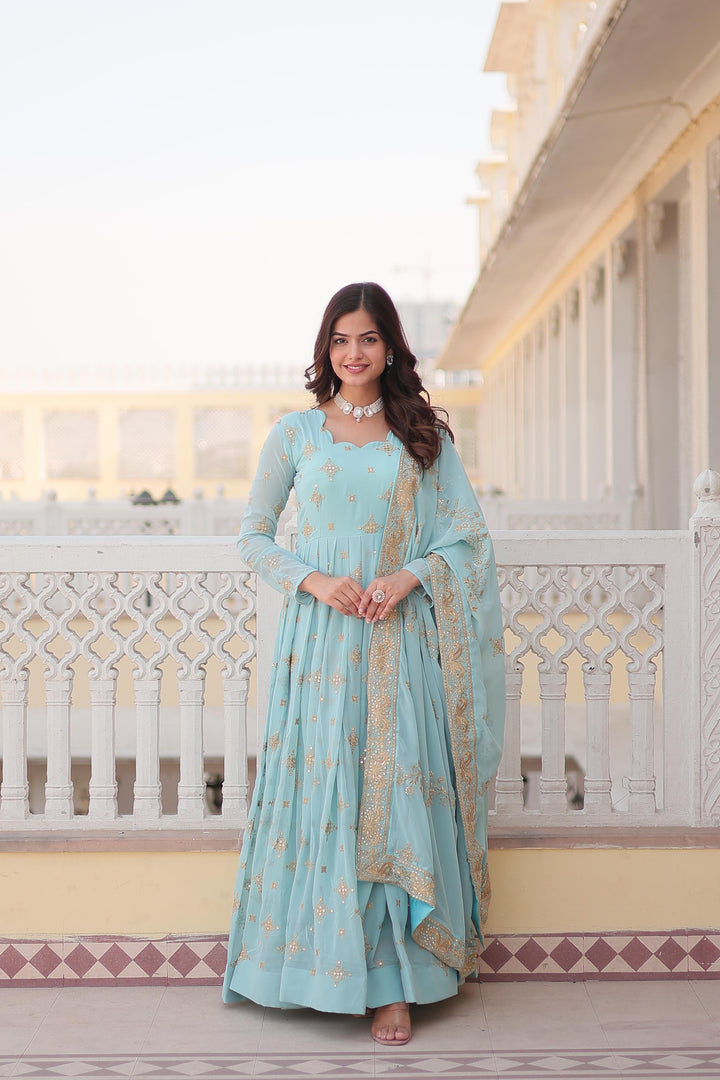 Deni Faux Georgette Anarkali | Shoppers Trend