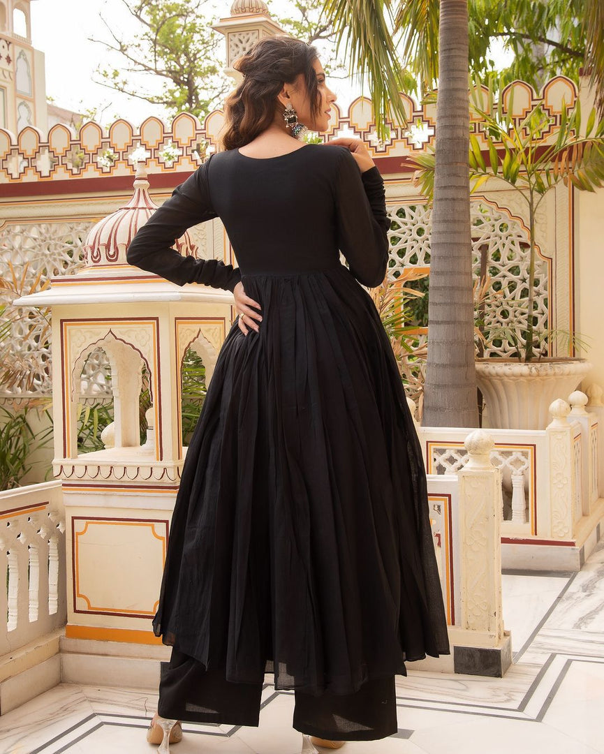 Riya Fox Georgette Black Anarkali | Shoppers Trend