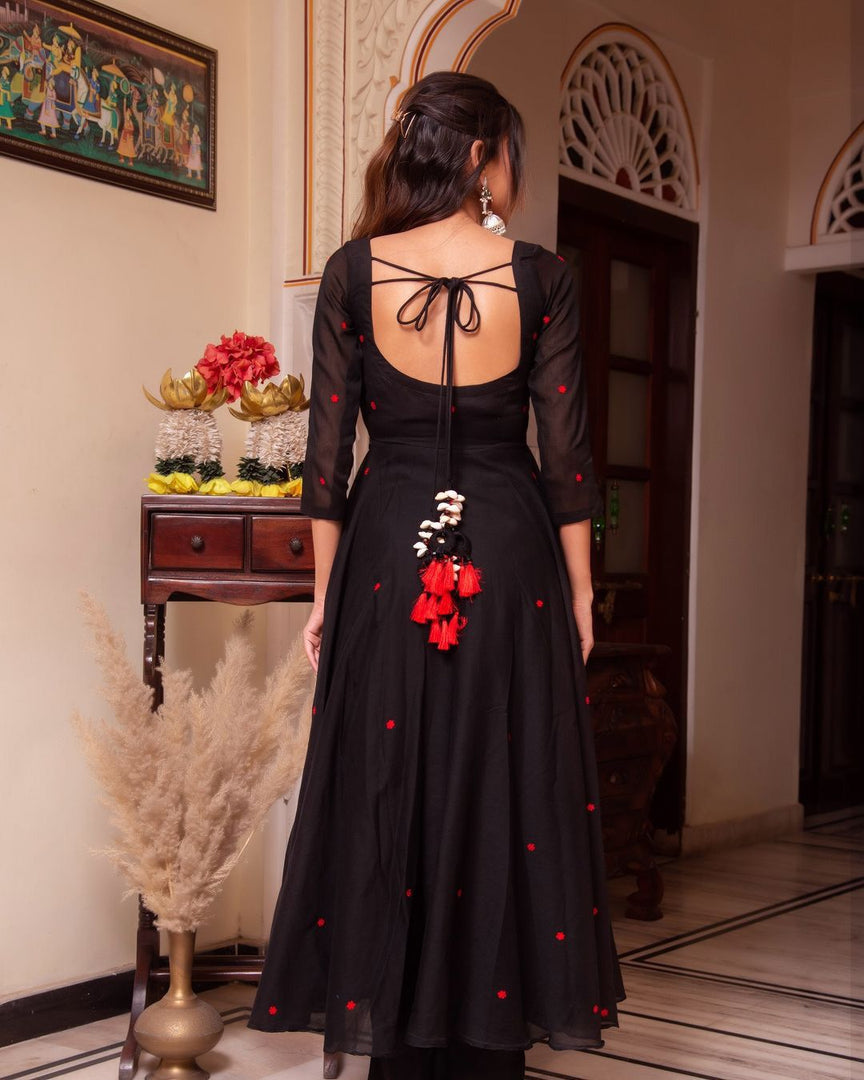 Riya Fox Georgette Black Anarkali | Shoppers Trend