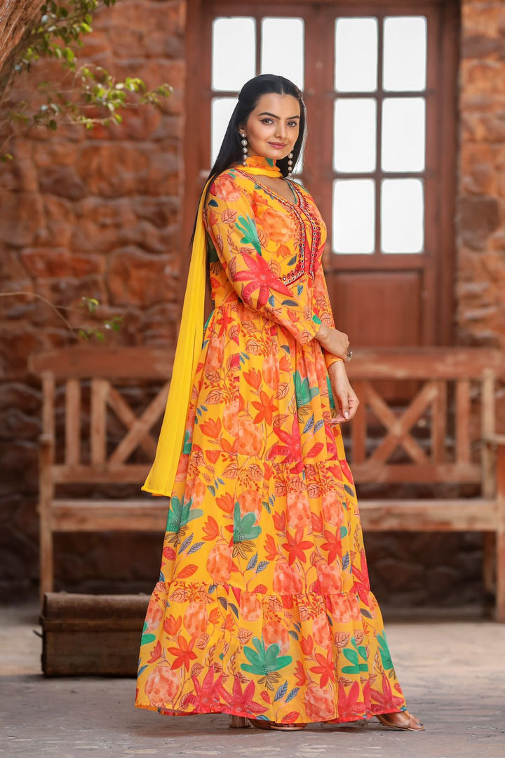 Riyanshika georgette Orange Anarkali | Shoppers Trend