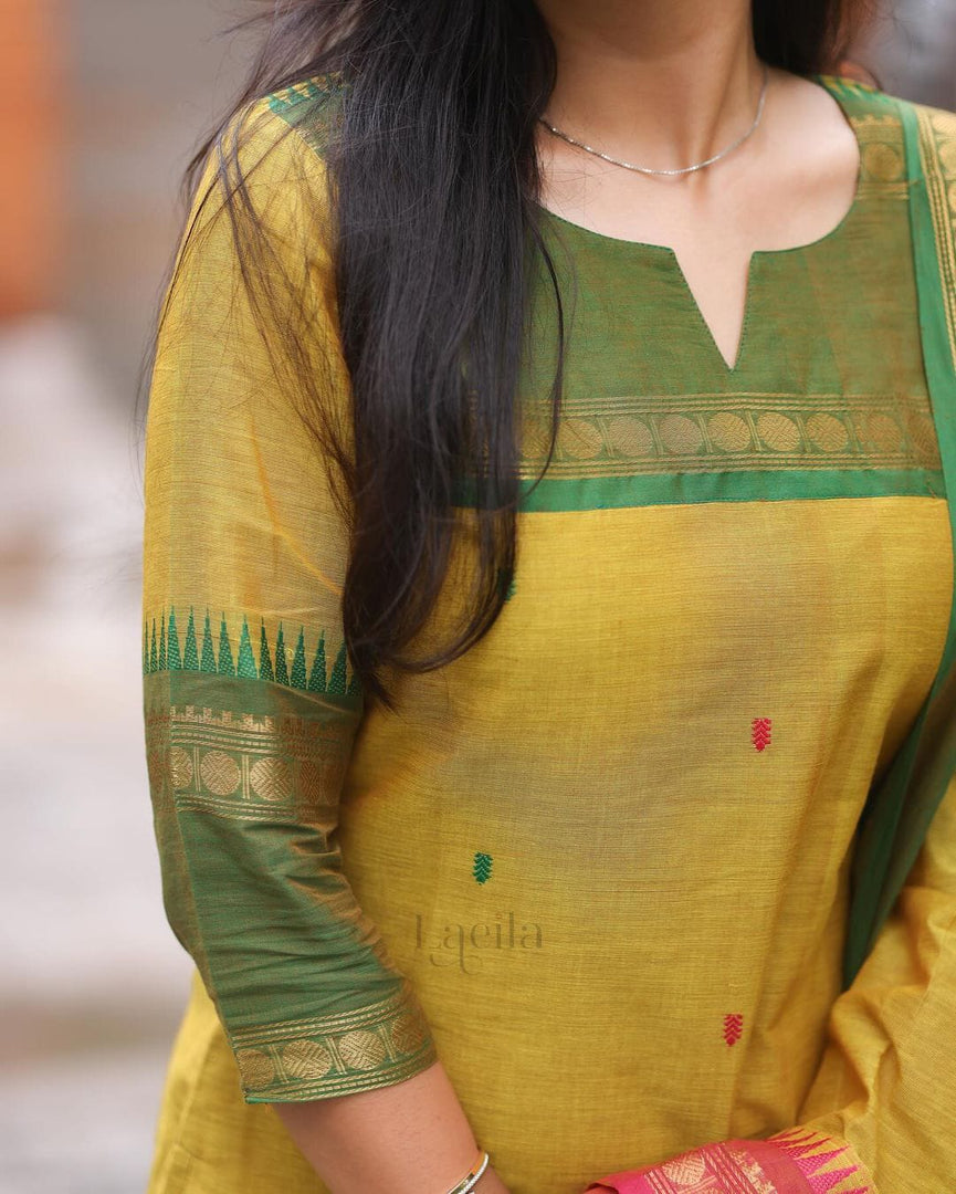 Tulasi Pure Kanchi Cotton Yellow Kurti | Shoppers Trend