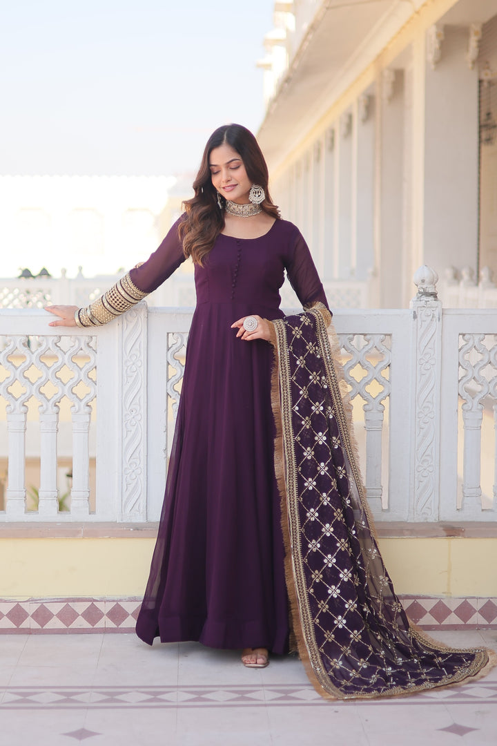 Jeesica Faux Blooming Pink Anarkali | Shoppers Trend