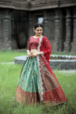 Load image into Gallery viewer, Fenuka Kanjivaram Pattu Silk Red Dhavani / Half Saree | Shoppers Trend
