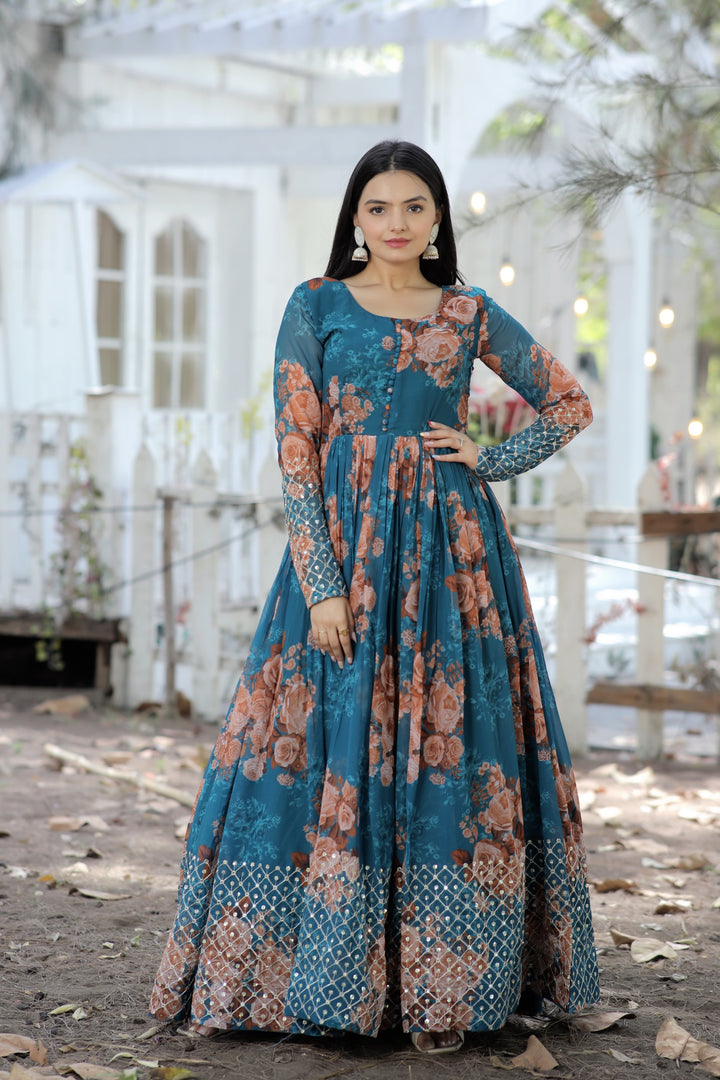 Kriva Faux Georgette Anarkali | Shoppers Trend