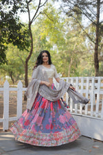 Load image into Gallery viewer, Aarvika Faux Georgette Silver Dhavani  / Langa Voni | Shoppers Trend
