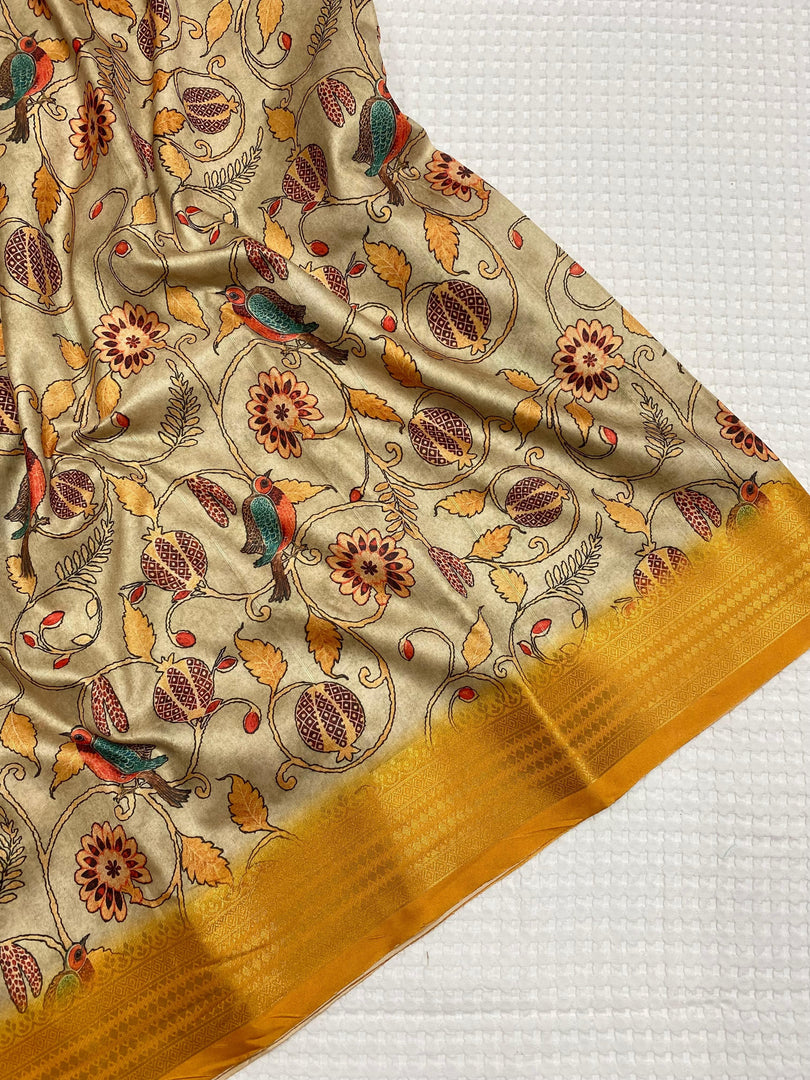 Jaamini Pure Soft Tussar Silk Cream Saree | Shoppers Trend