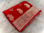 Load image into Gallery viewer, Lara Red Satin Silk Saree | Shoppers Trend
