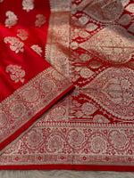 Load image into Gallery viewer, Lara Red Satin Silk Saree | Shoppers Trend
