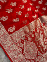 Load image into Gallery viewer, Lara Red Satin Silk Saree | Shoppers Trend
