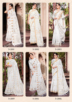 Load image into Gallery viewer, Dinkal Cotton Silk White Saree | Shoppers Trend
