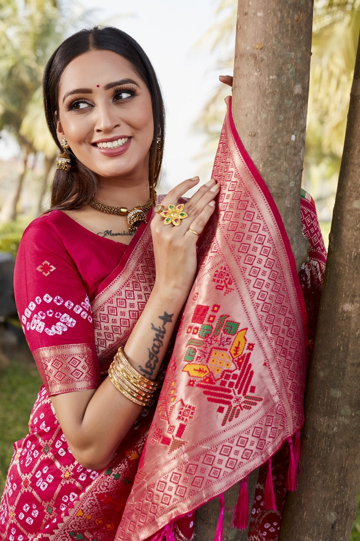 Yashoda Pure Gharchola Bandhej Silk Saree | Shoppers Trend