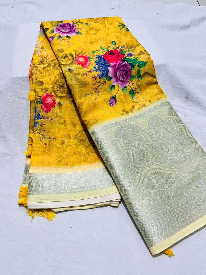 Aarini Linen Cotton Saree | Shoppers Trend