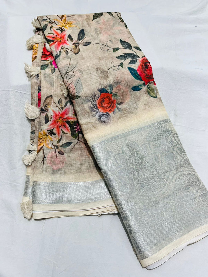 Aarini Linen Cotton Saree | Shoppers Trend