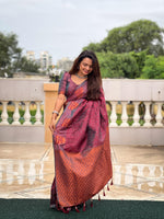 Load image into Gallery viewer, Amaya Pure Soft Silk Rose Gold Saree | Shoppers Trend
