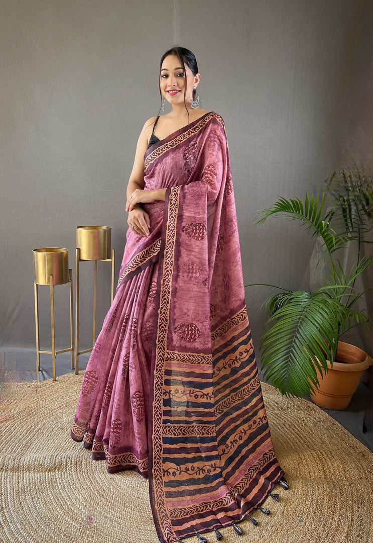 Dhanvi Pure Soft Cotton Tussar Silk Saree | Shoppers Trend