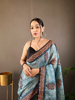 Load image into Gallery viewer, Dhanvi Pure Soft Cotton Tussar Silk Saree | Shoppers Trend
