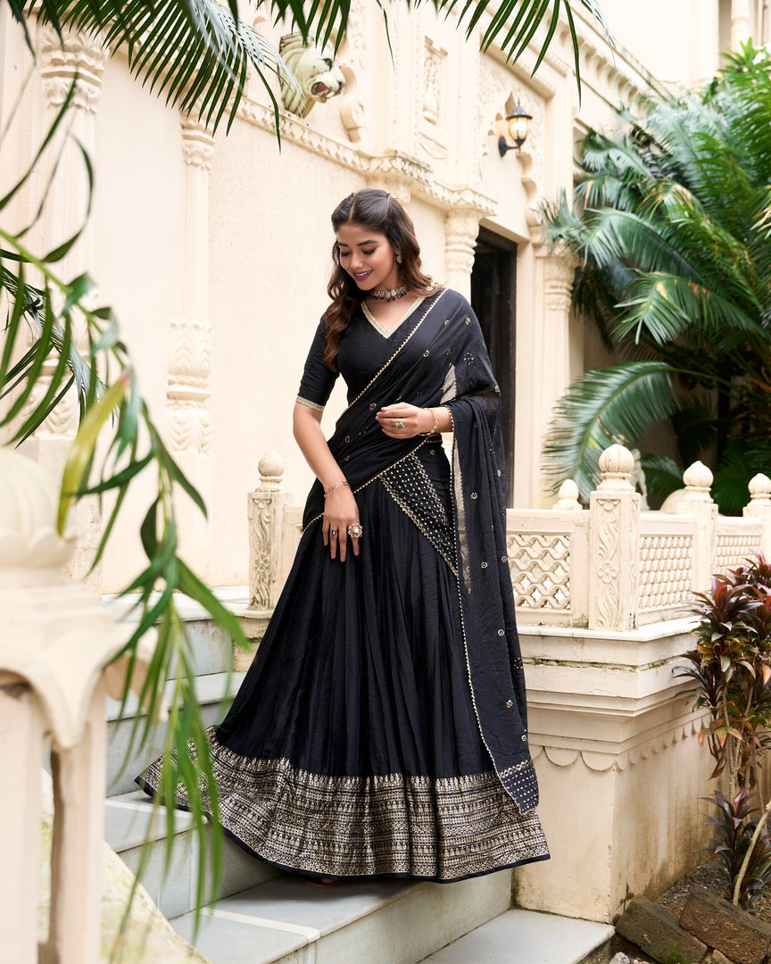 Maya Pure Chanderi Dhavani / Langa Davani / Half Sarees | Shoppers Trend