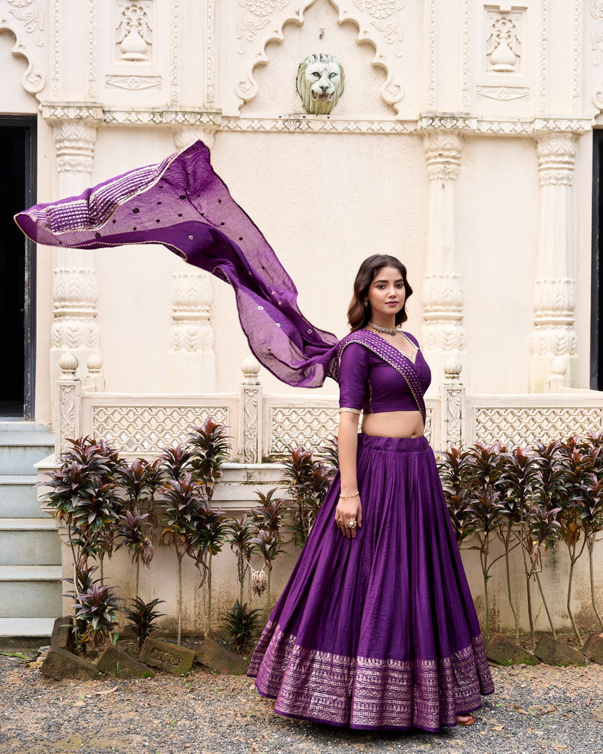 Maya Pure Chanderi Dhavani / Langa Davani / Half Sarees | Shoppers Trend