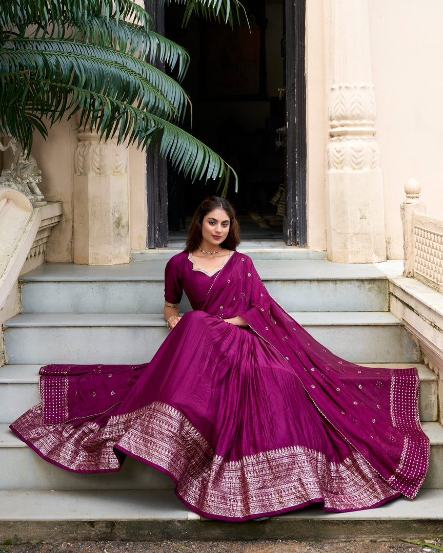 Maya Pure Chanderi Dhavani / Langa Davani / Half Sarees | Shoppers Trend