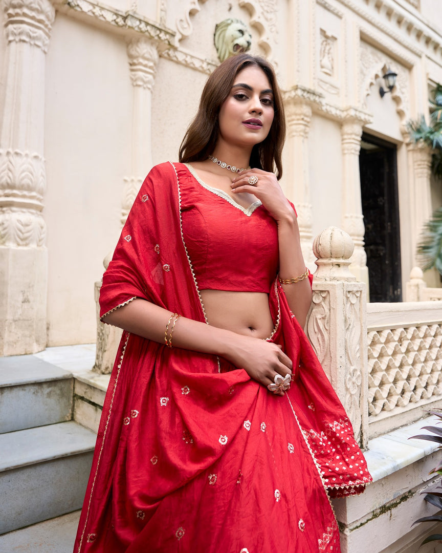 Maya Pure Chanderi Dhavani / Langa Davani / Half Sarees | Shoppers Trend