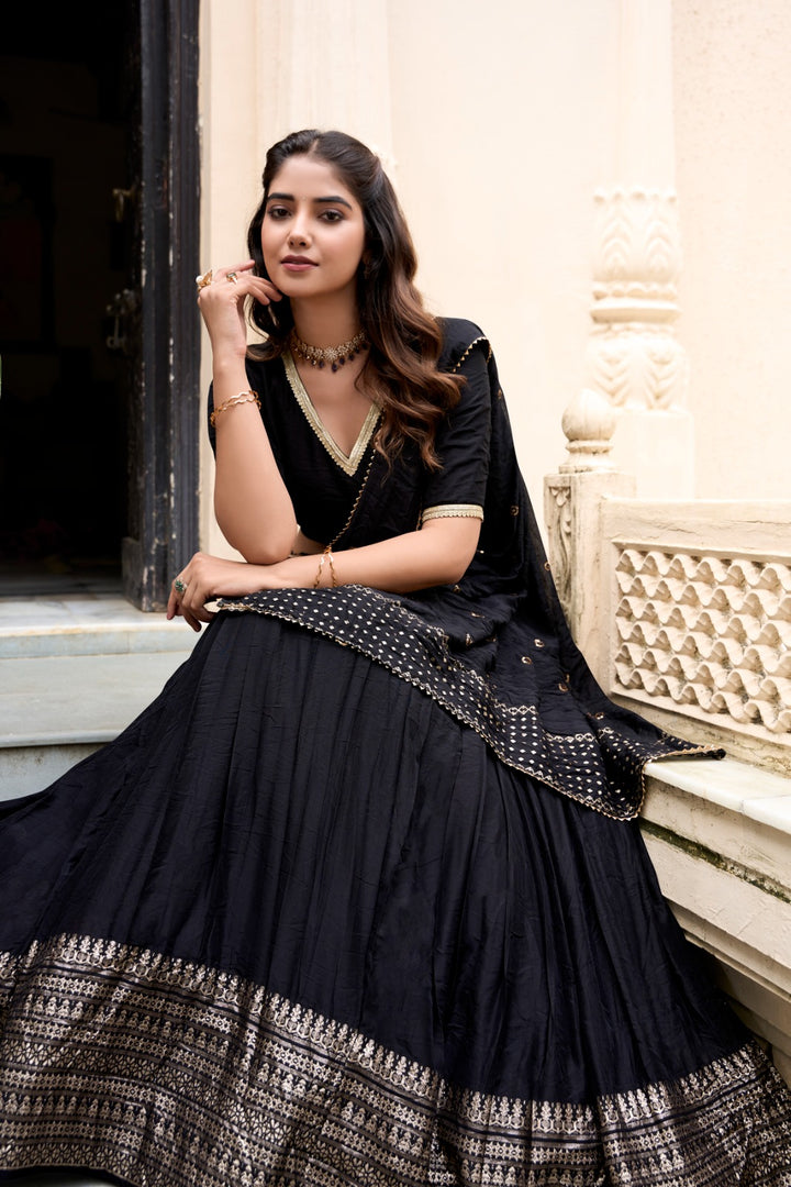 Maya Pure Chanderi Dhavani / Langa Davani / Half Sarees | Shoppers Trend