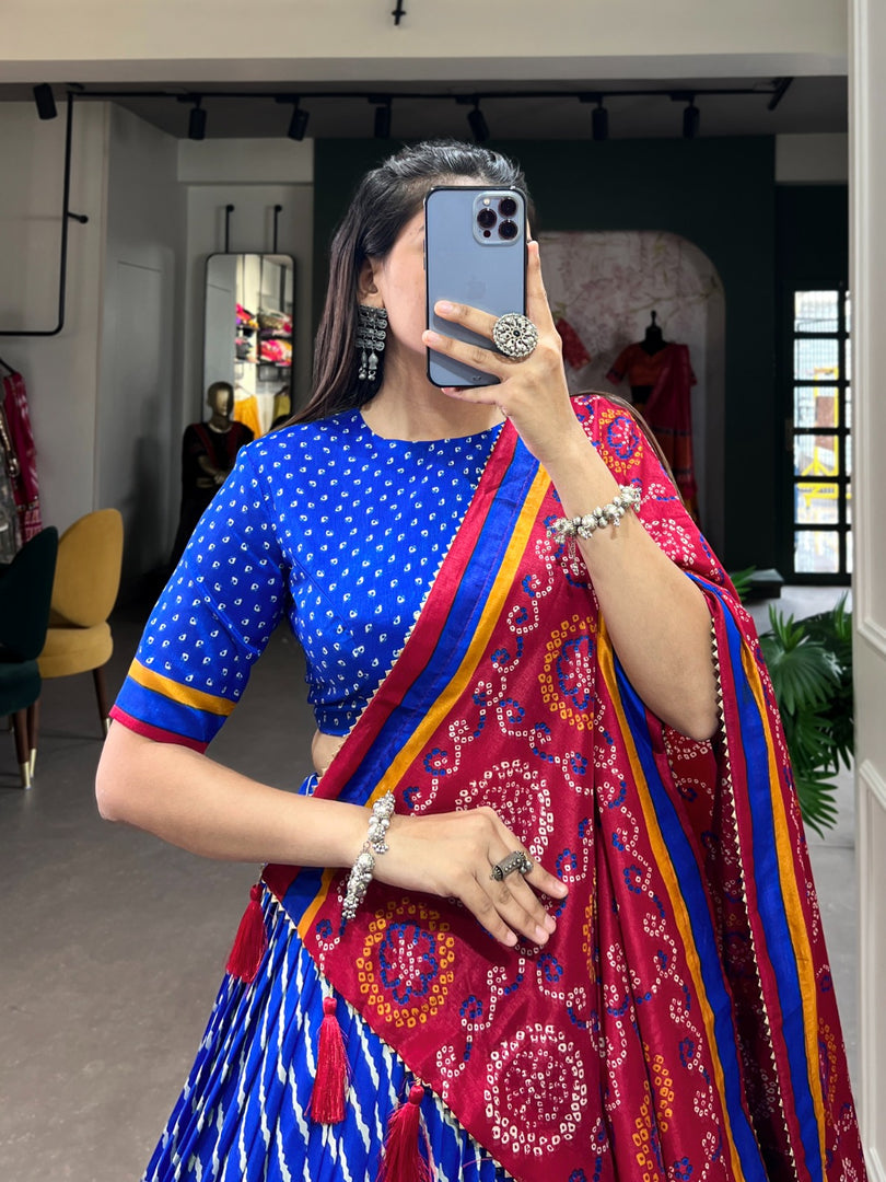 Kavya Tussar Silk Dhavani / Half Saree Set | Shoppers Trend