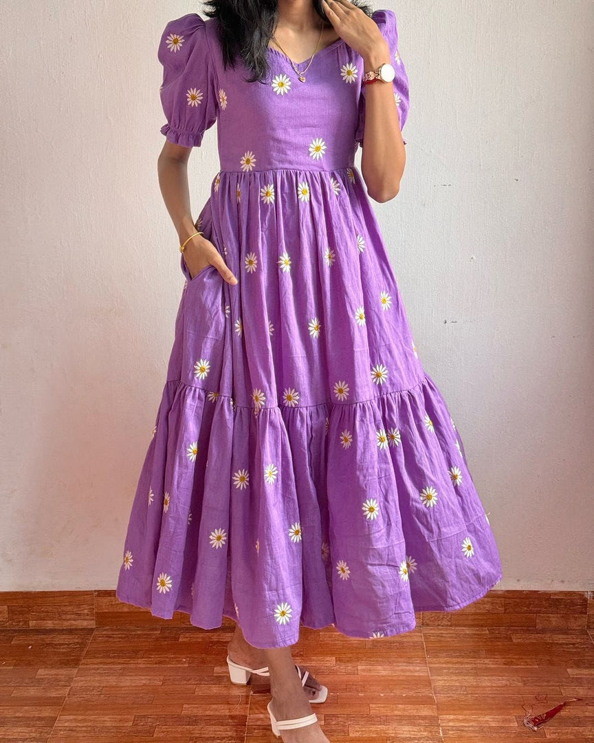 Nisha Maska Cotton Purple Dress | Shoppers Trend