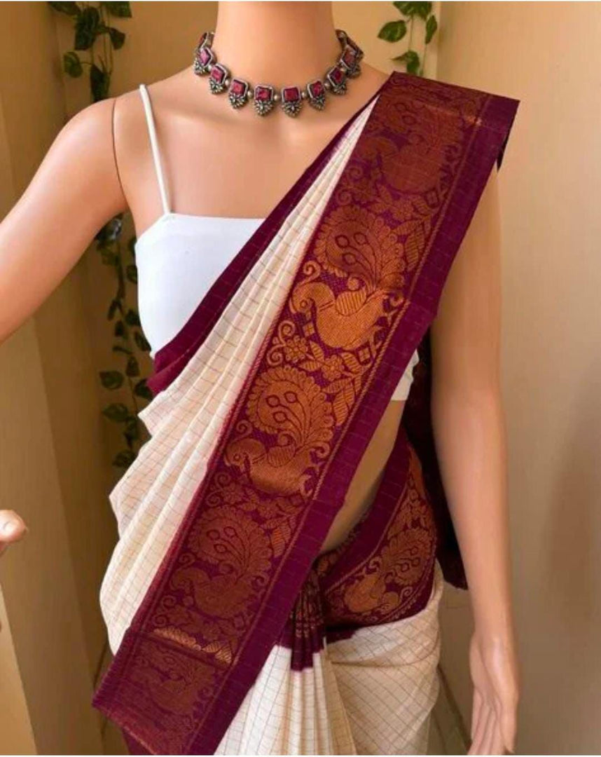 Uma Soft Lichi Silk Orange Saree | Shoppers Trend