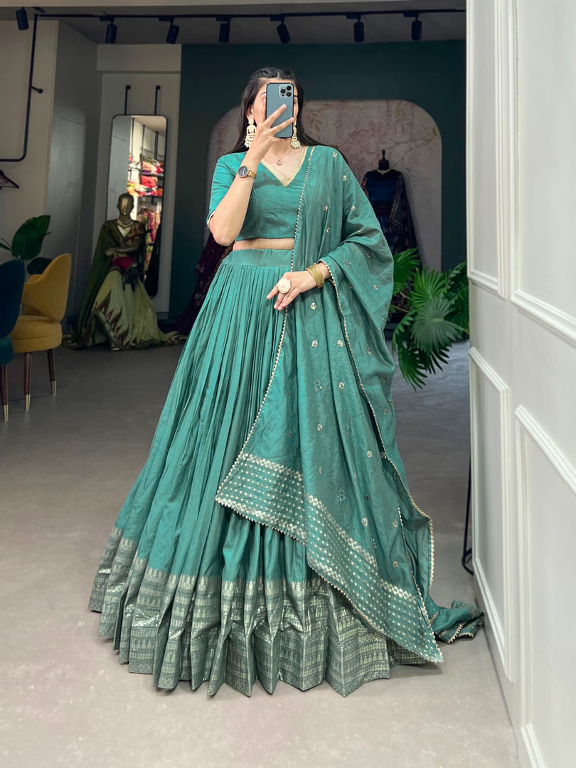 Minaxi Pure Chanderi Dhavani Set / Half Saree | Shoppers Trend