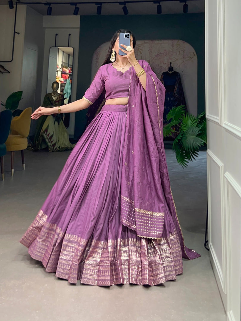 Minaxi Pure Chanderi Dhavani Set / Half Saree | Shoppers Trend