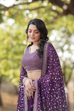 Load image into Gallery viewer, Yamuna Faux Blooming Dark Rani Dhavani Set | Langa Voni | Shoppers Trend
