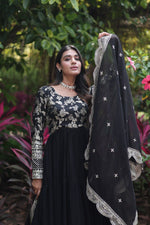 Load image into Gallery viewer, Jiya Faux Blooming &amp; Viscose Dyable Jacquard Anarkali | Shoppers Trend
