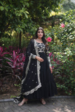 Load image into Gallery viewer, Jiya Faux Blooming &amp; Viscose Dyable Jacquard Anarkali | Shoppers Trend
