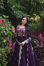 Load image into Gallery viewer, Jiya Faux Blooming &amp; Viscose Dyable Jacquard Anarkali | Shoppers Trend
