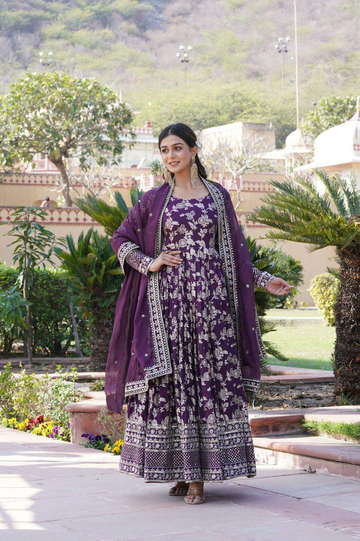 Kajal Viscose Dyable Jacquard Anarkali | Shoppers Trend