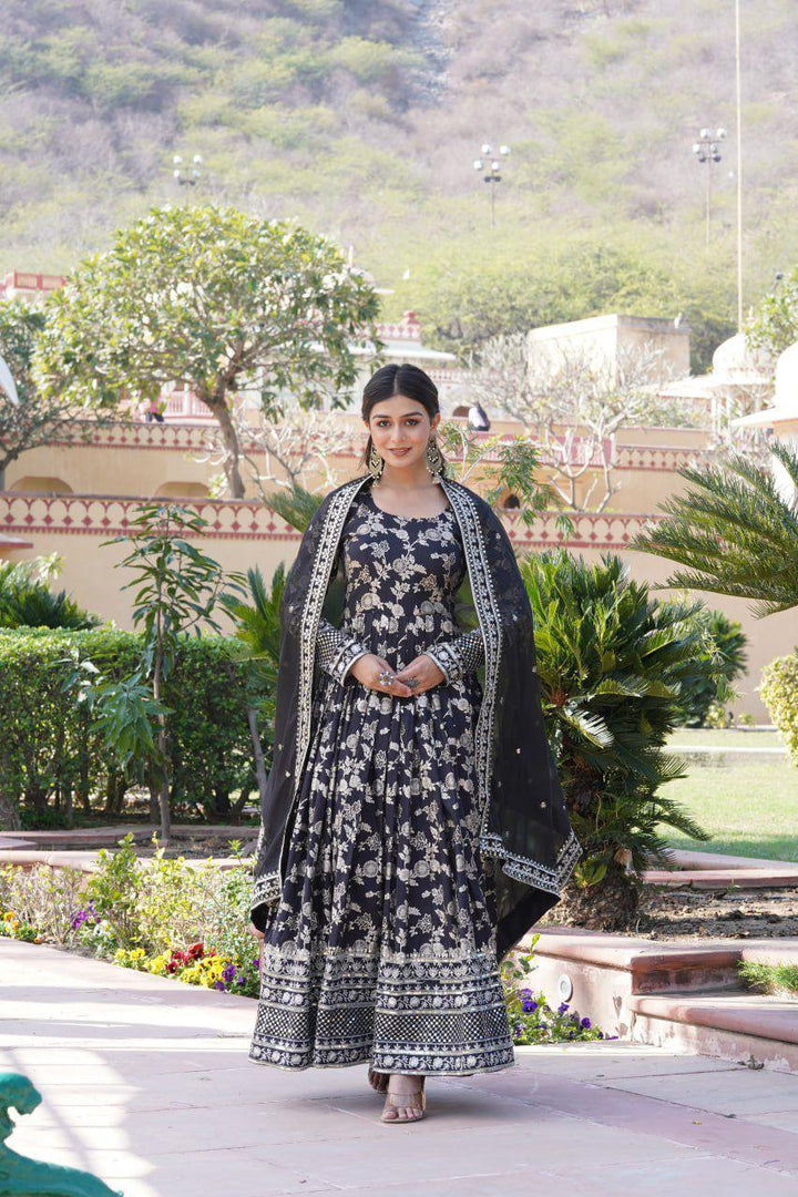 Kajal Viscose Dyable Jacquard Anarkali | Shoppers Trend