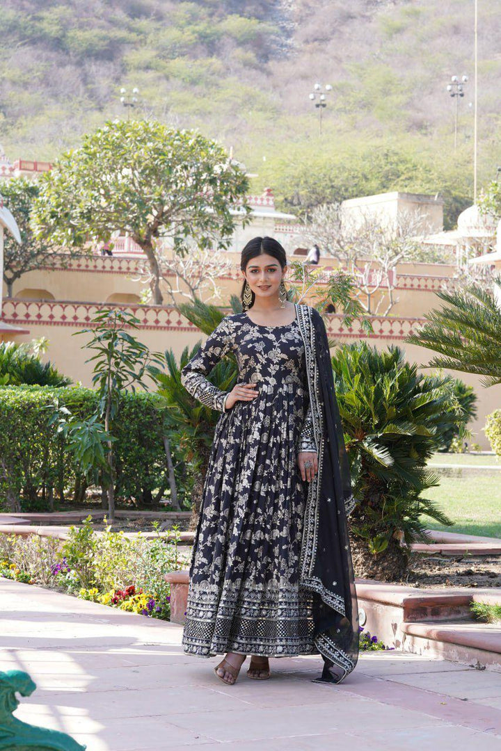 Kajal Viscose Dyable Jacquard Anarkali | Shoppers Trend