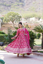 Load image into Gallery viewer, Kajal Viscose Dyable Jacquard Anarkali | Shoppers Trend
