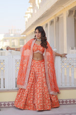 Load image into Gallery viewer, Aarihanta Pure Dyable Viscose Jacquard Dhavani Set | Langa Voni | Shoppers Trend
