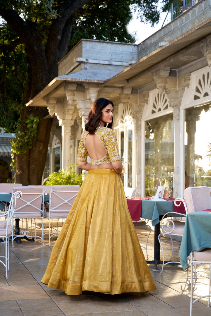 Aabinta Goldie Yellow Dhavani Set | Langa Voni | Half-Saree | Shoppers Trend