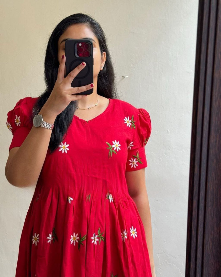 Jagruti Maska Cotton Red Dress | Shoppers Trend