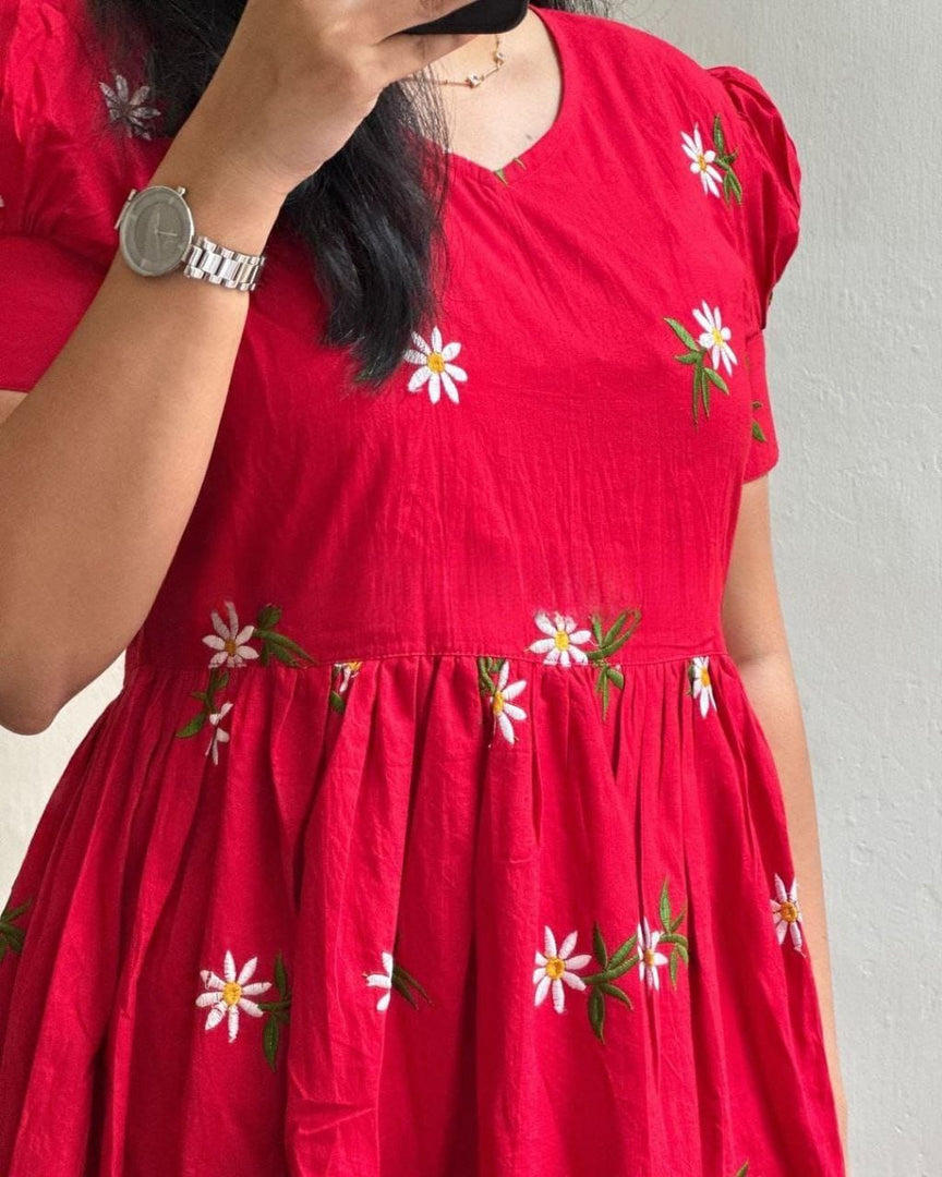 Jagruti Maska Cotton Red Dress | Shoppers Trend