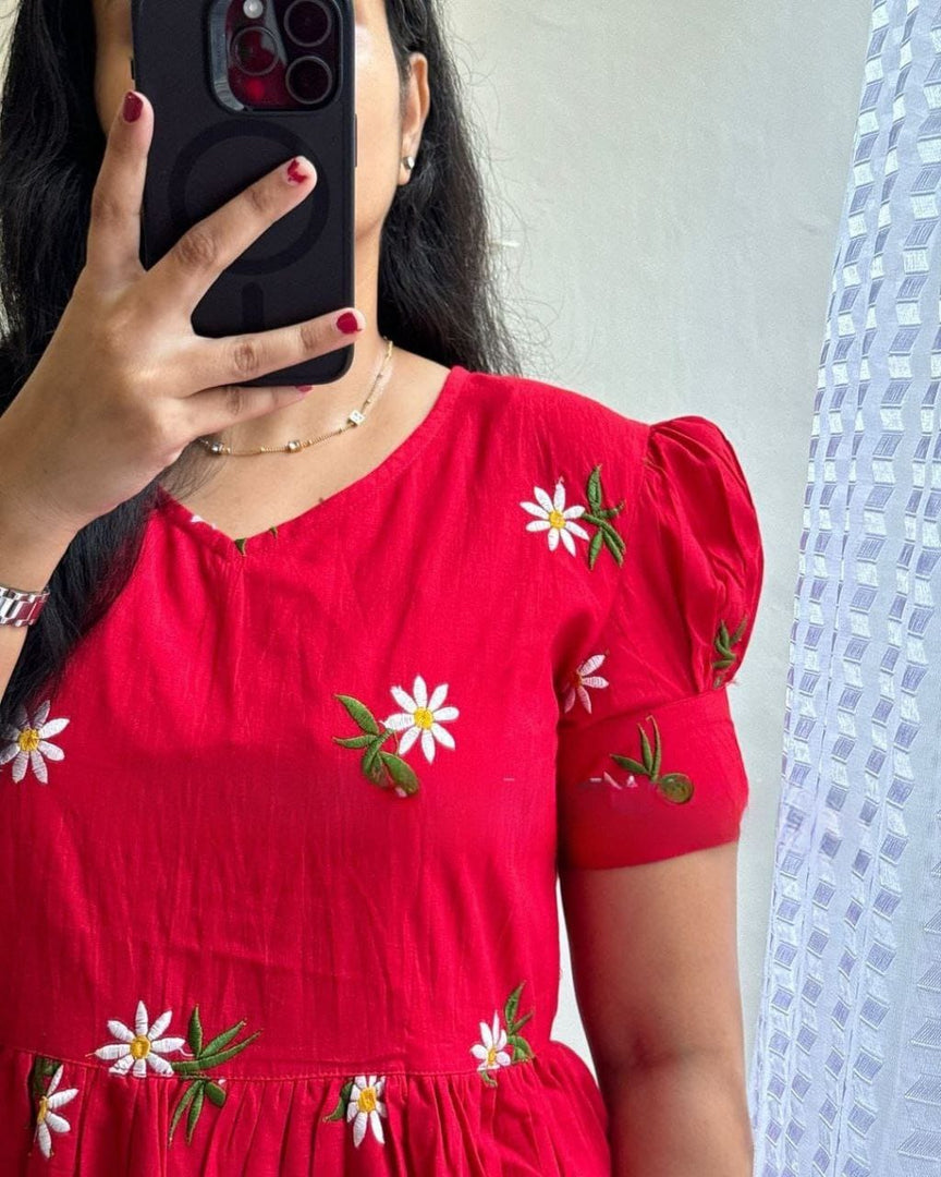 Jagruti Maska Cotton Red Dress | Shoppers Trend