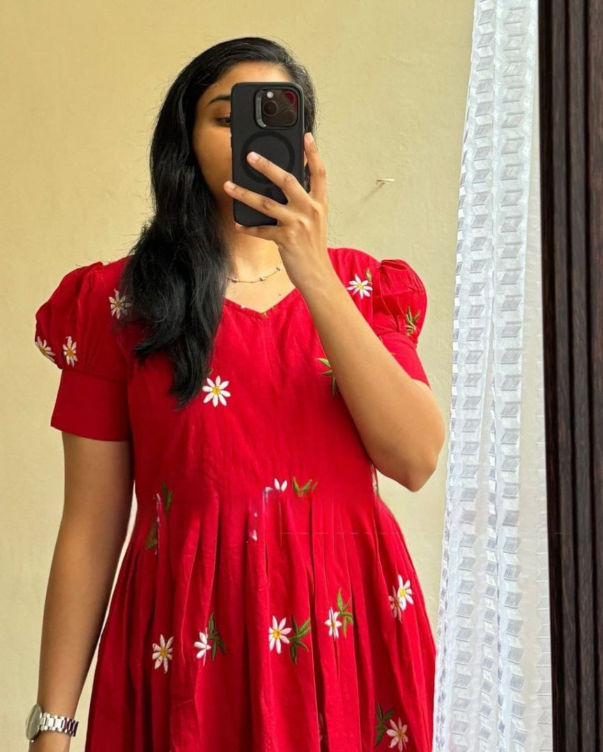 Jagruti Maska Cotton Red Dress | Shoppers Trend