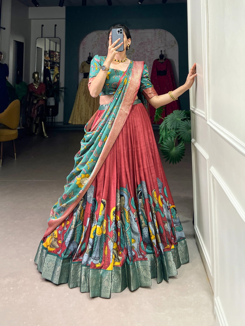 Nishali Dola Silk Dhavani Set | Langa Voni | Shoppers Trend