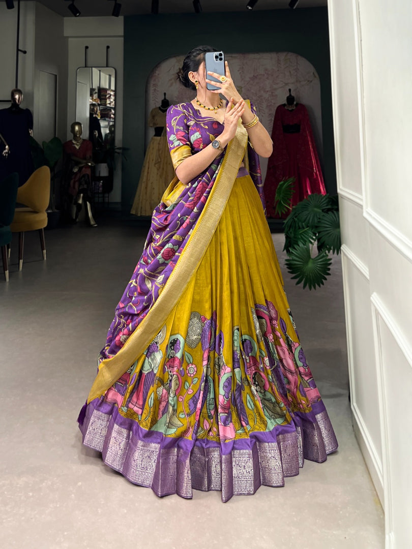 Nishali Dola Silk Dhavani Set | Langa Voni | Shoppers Trend
