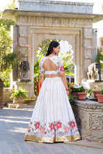 Load image into Gallery viewer, Jalpaiguri Georgette White Dhavani Set | Langa Voni | Shoppers Trend
