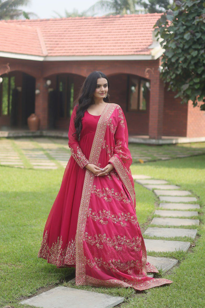 Apexa Faux Blooming Pink Anarkali | Shoppers Trend