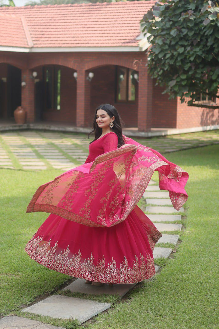 Apexa Faux Blooming Pink Anarkali | Shoppers Trend