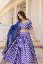 Load image into Gallery viewer, Tanisha Pure Dyable Viscose Jacquard Dhavani Set | Langa Voni | Half-Saree | Shoppers Trend
